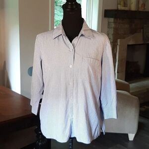 Style & Co Blue and White Cotton Button Down shirt